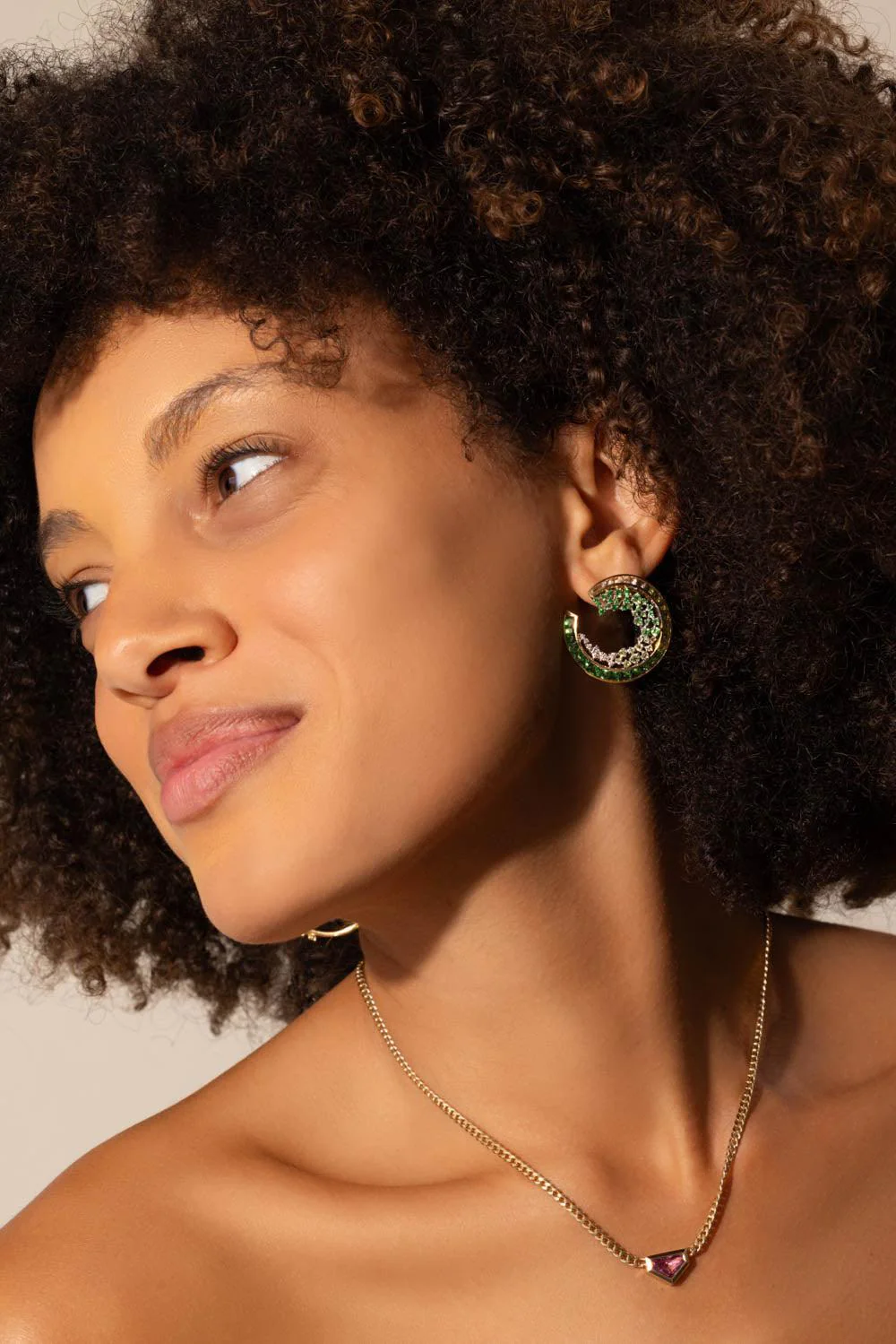 Green Ombre Scatter Hoop Earrings - Image 4