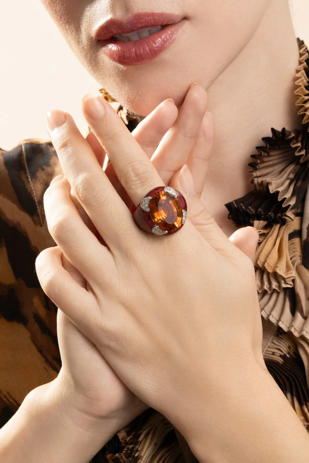 Citrine Red Oval Ring - Image 4