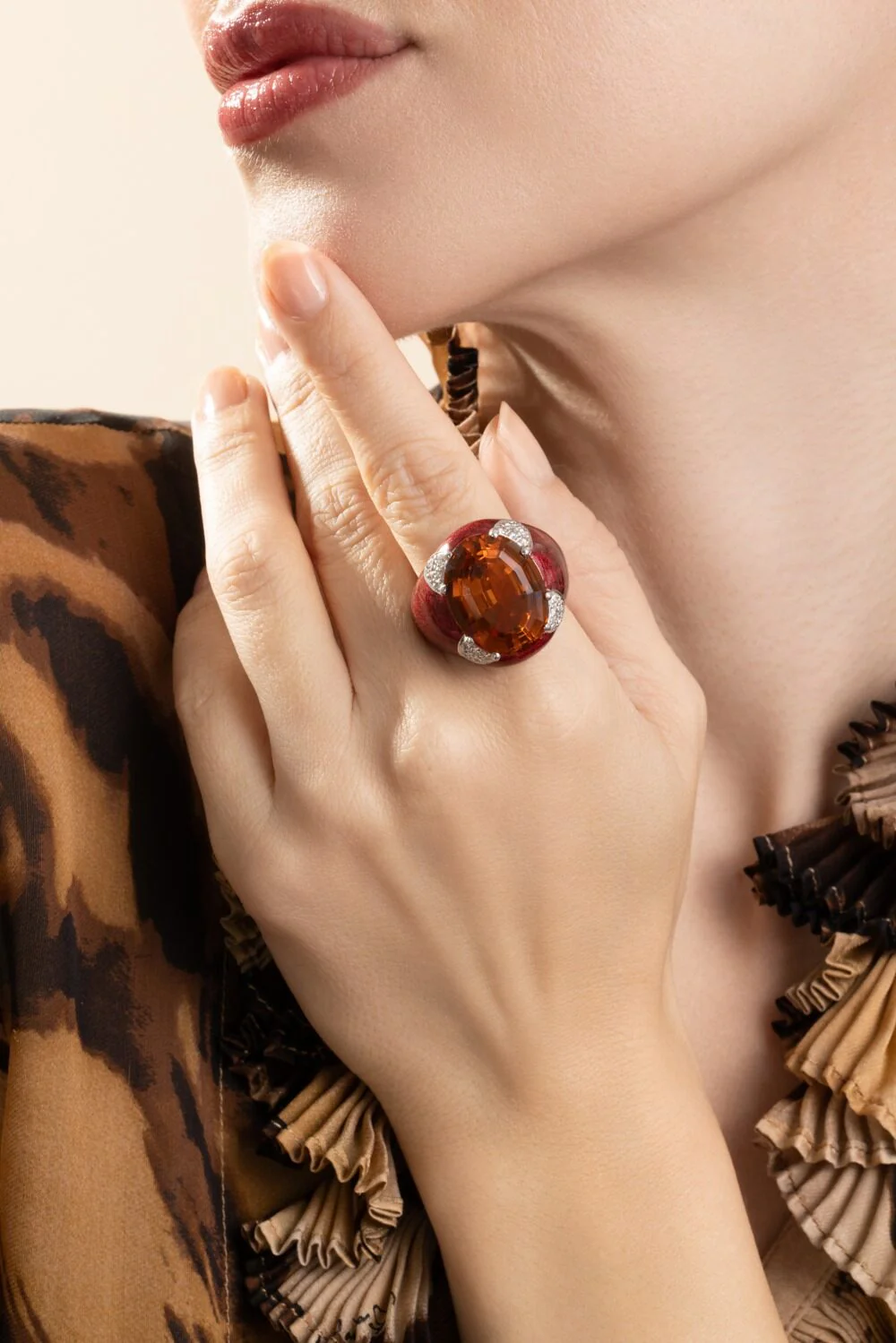 Citrine Red Oval Ring - Image 5