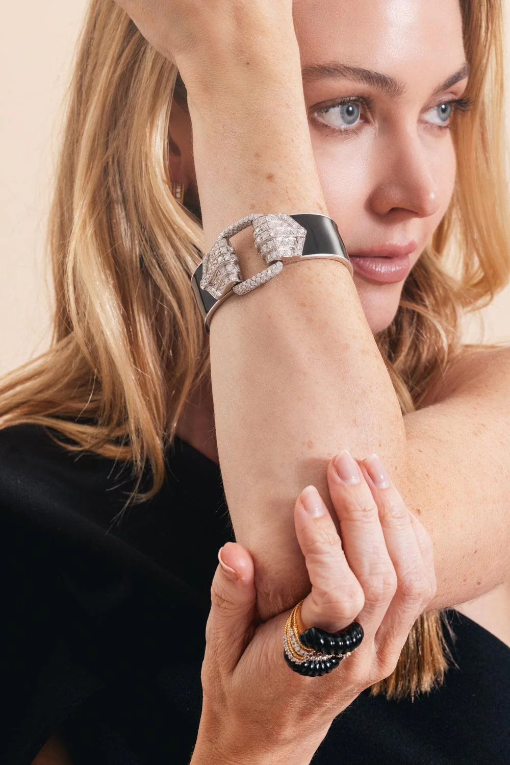 Diamond Black Cuff Bracelet - Image 3