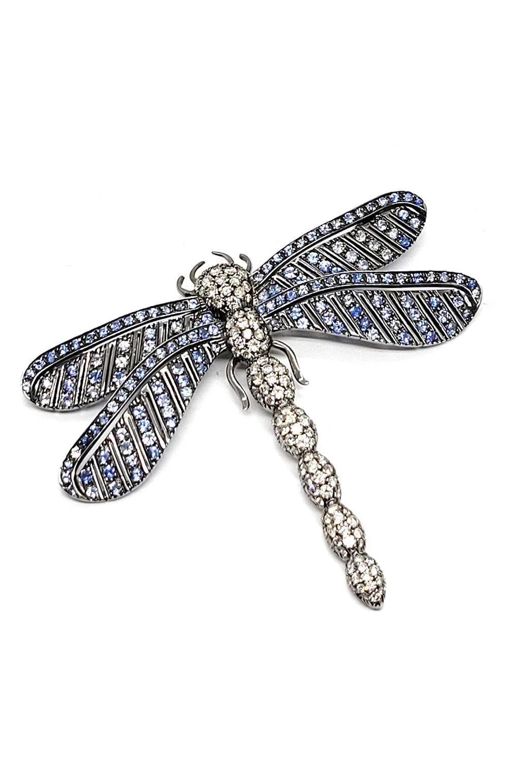 Diamond Blue Sapphire Dragonfly Pin