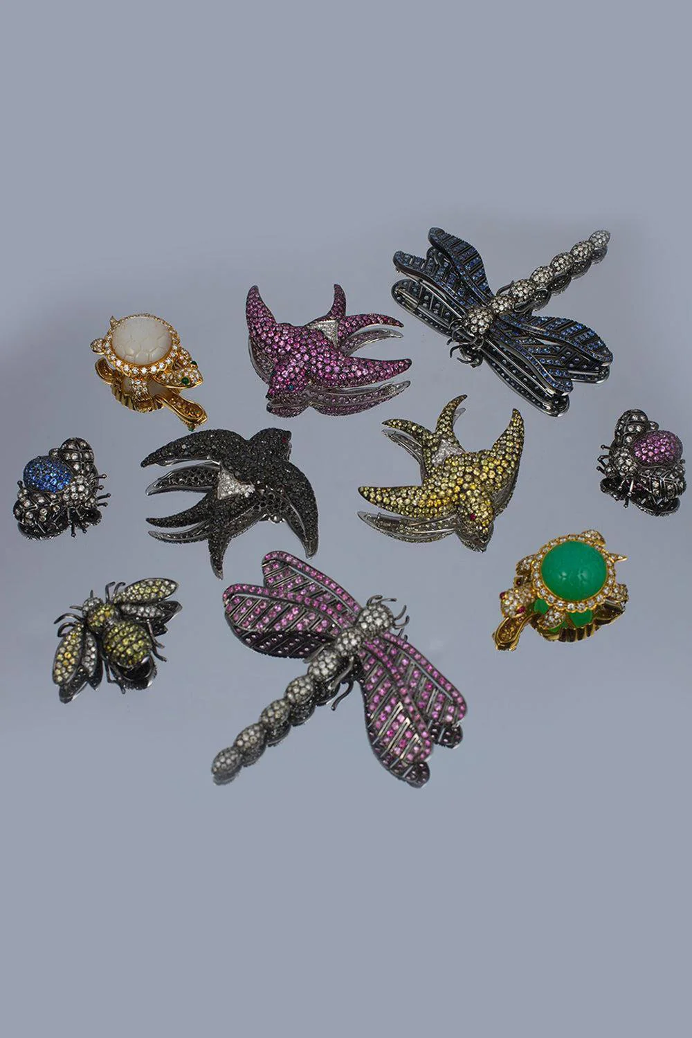 Diamond Blue Sapphire Dragonfly Pin - Image 6