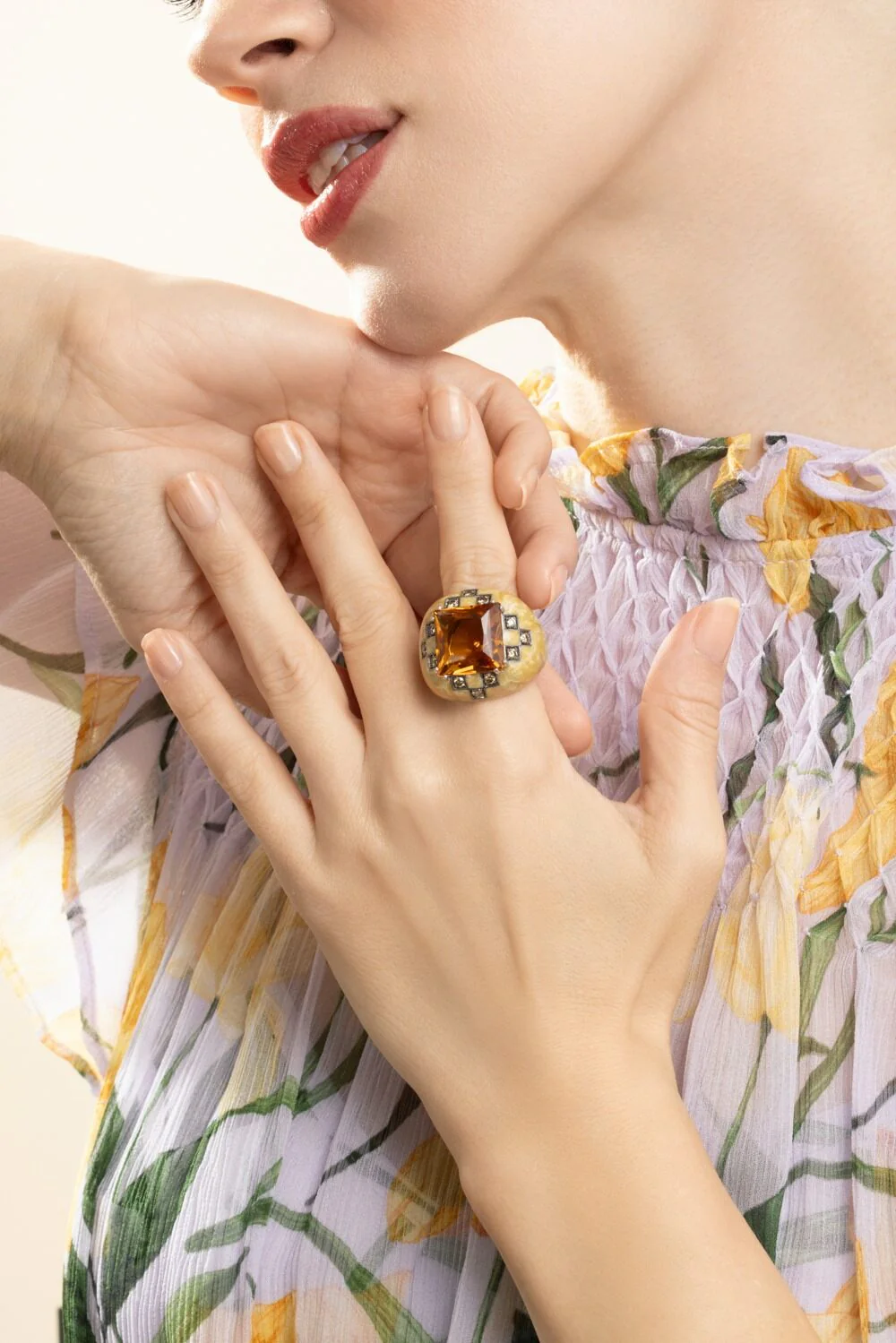 Diamond Citrine White Ring - Image 3