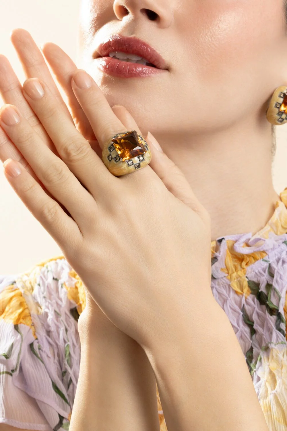 Diamond Citrine White Ring - Image 4