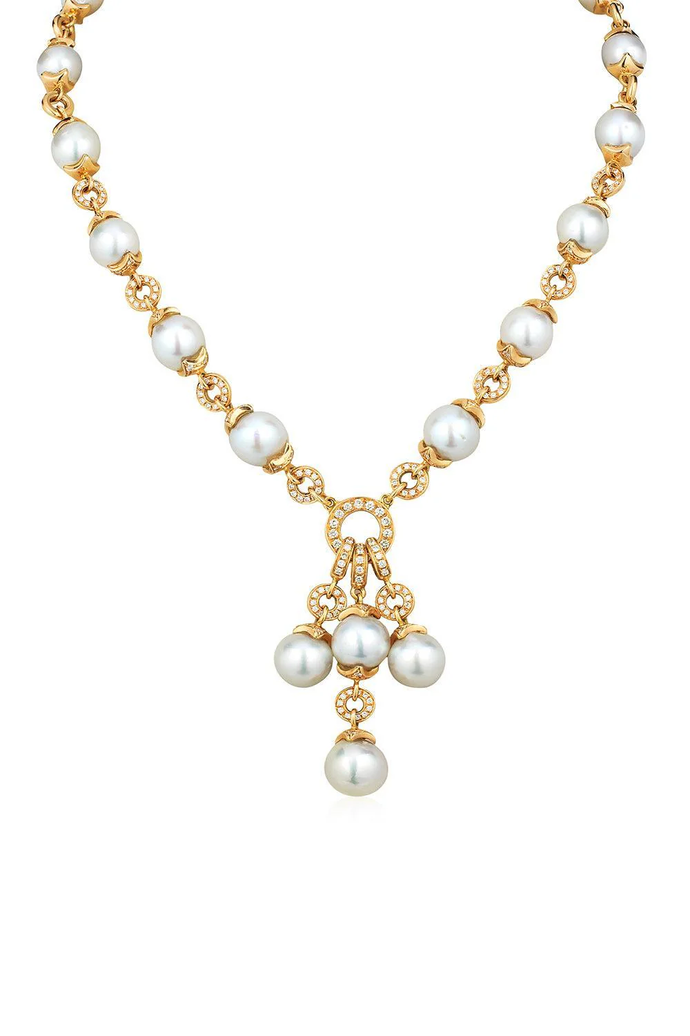 Pearl Diamond Drop Necklace