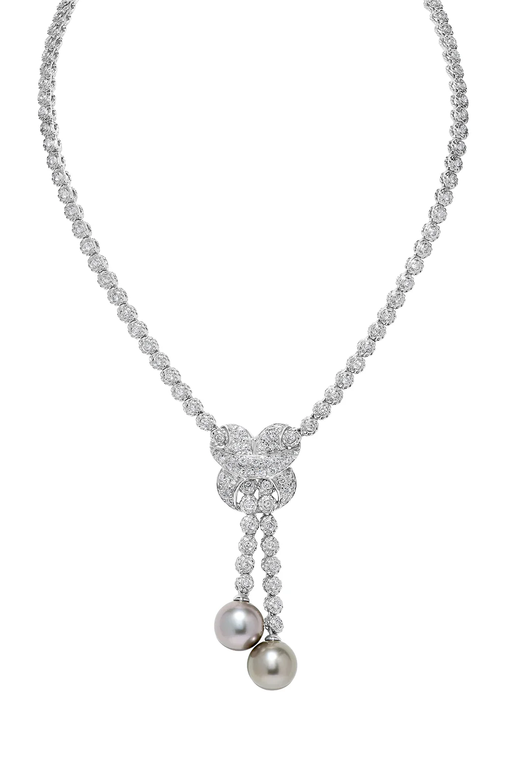 Pearl Diamond Tassel Necklace