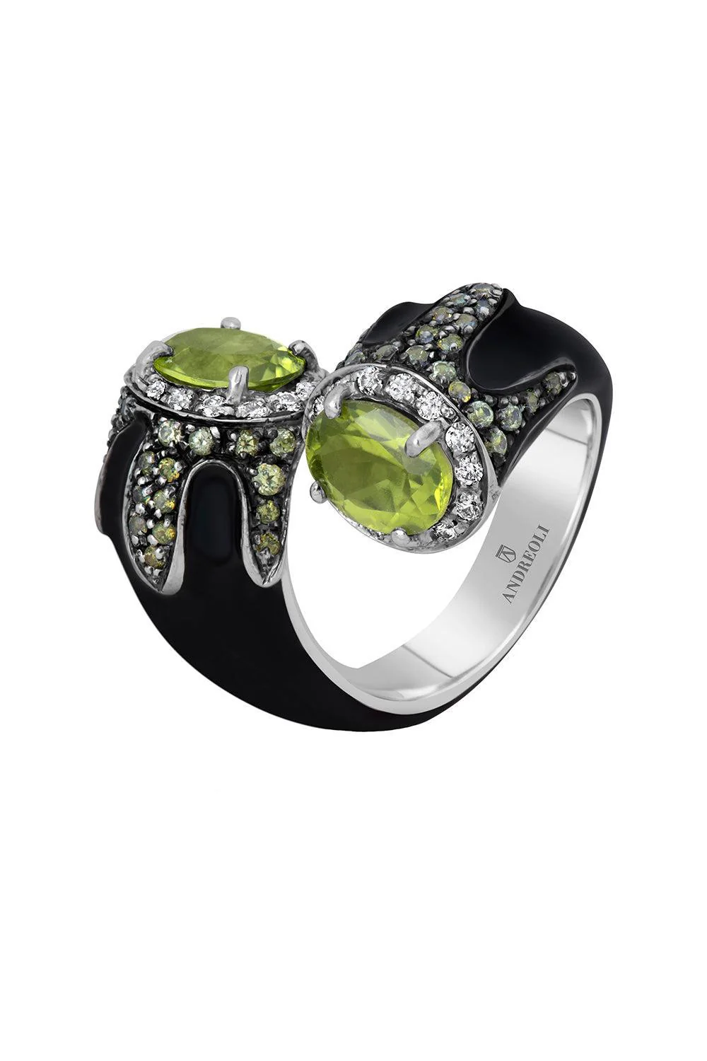 Peridot Black Bypass Ring - Image 2