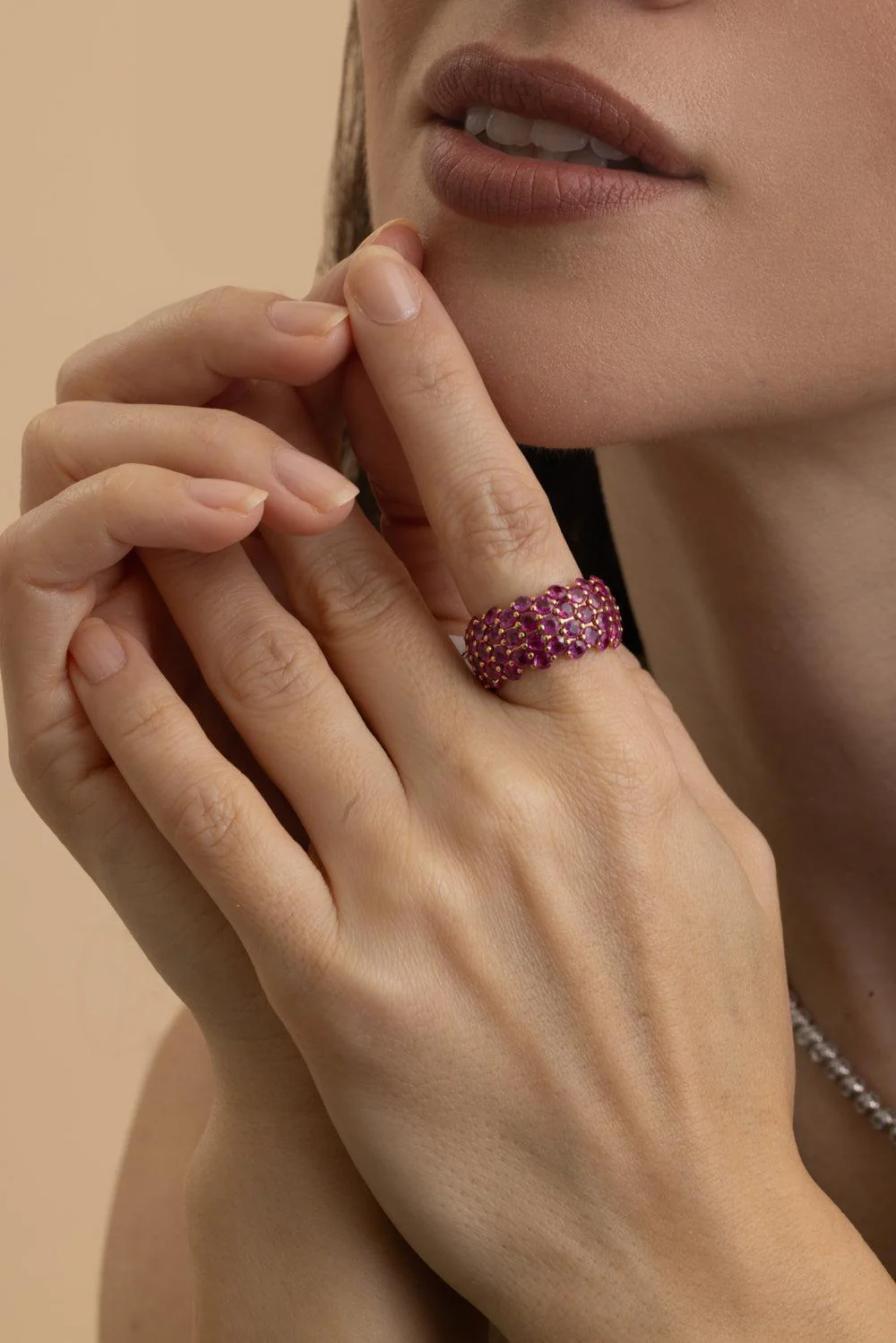 Pink Sapphire Stretch Ring - Image 4