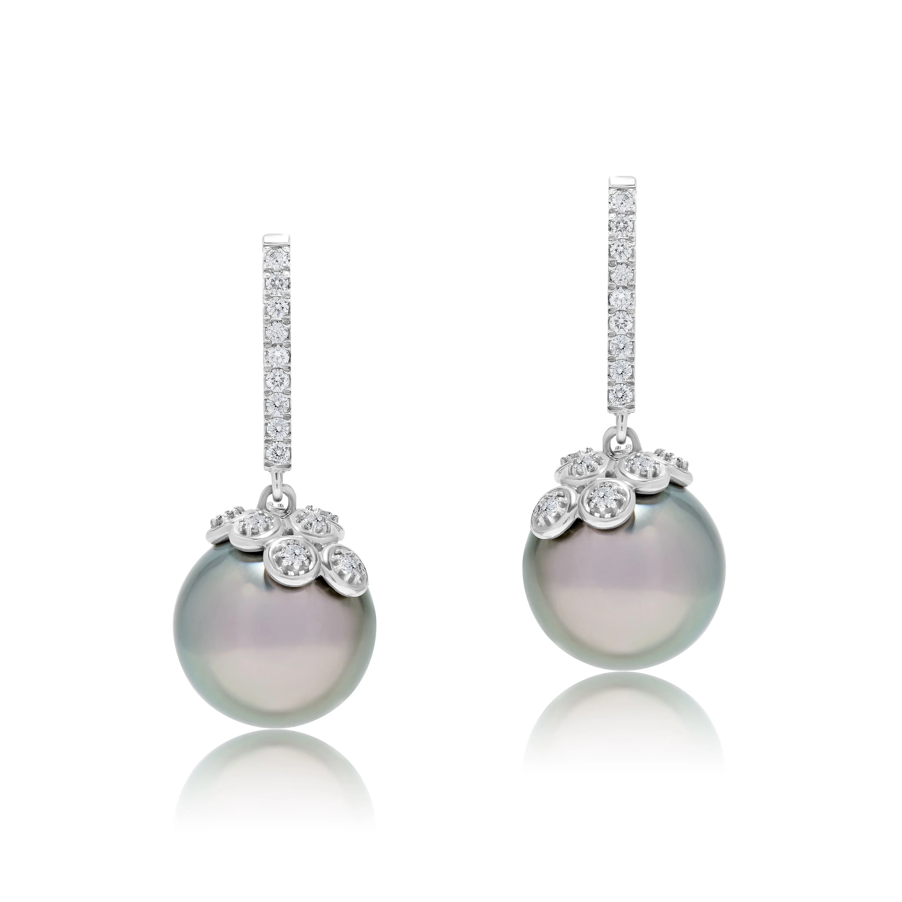 Tahitian Pearl Diamond Drop Earrings