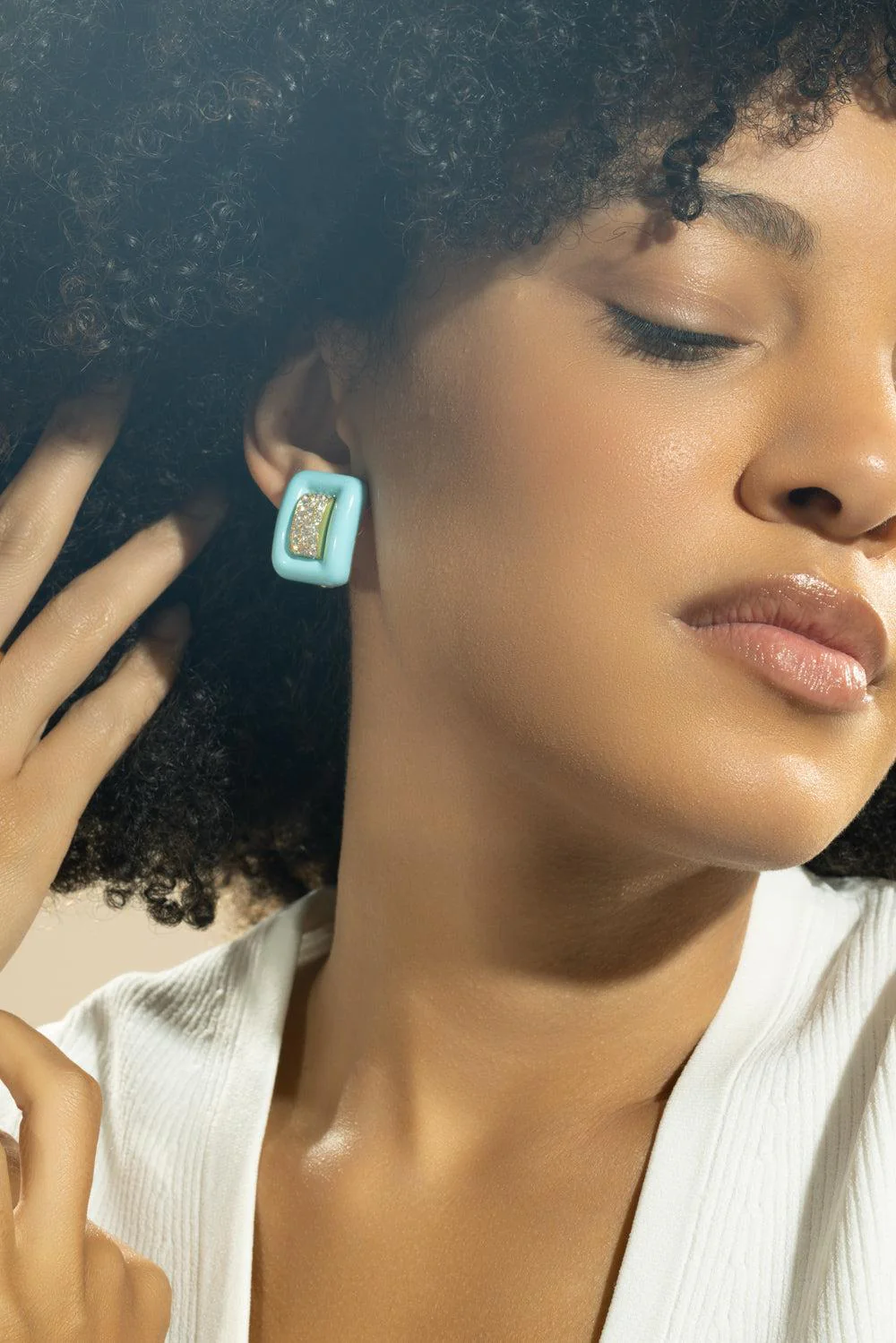 Turquoise Diamond Center Earrings - Image 2