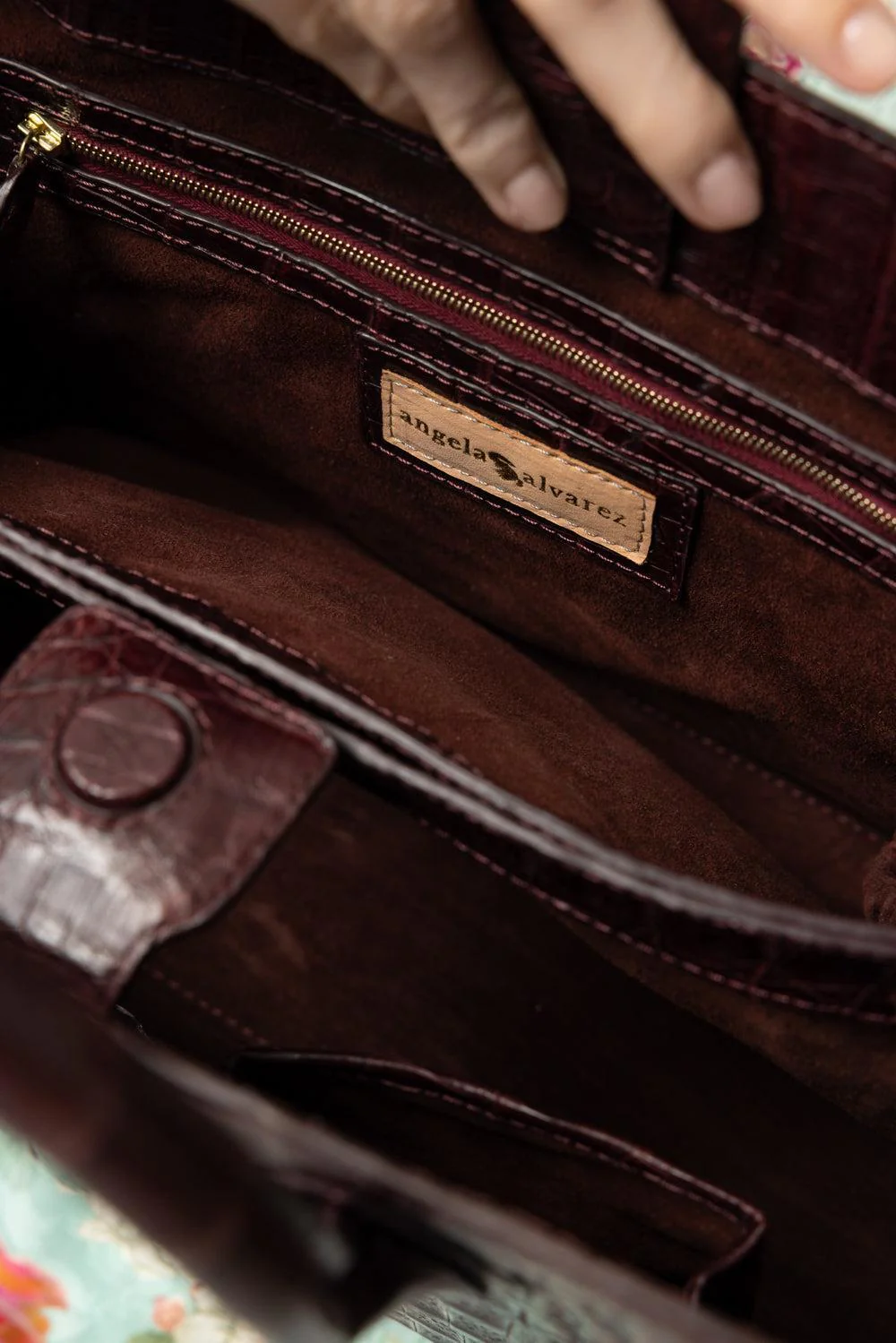 Roma Croc Bag - Burgundy - Image 4