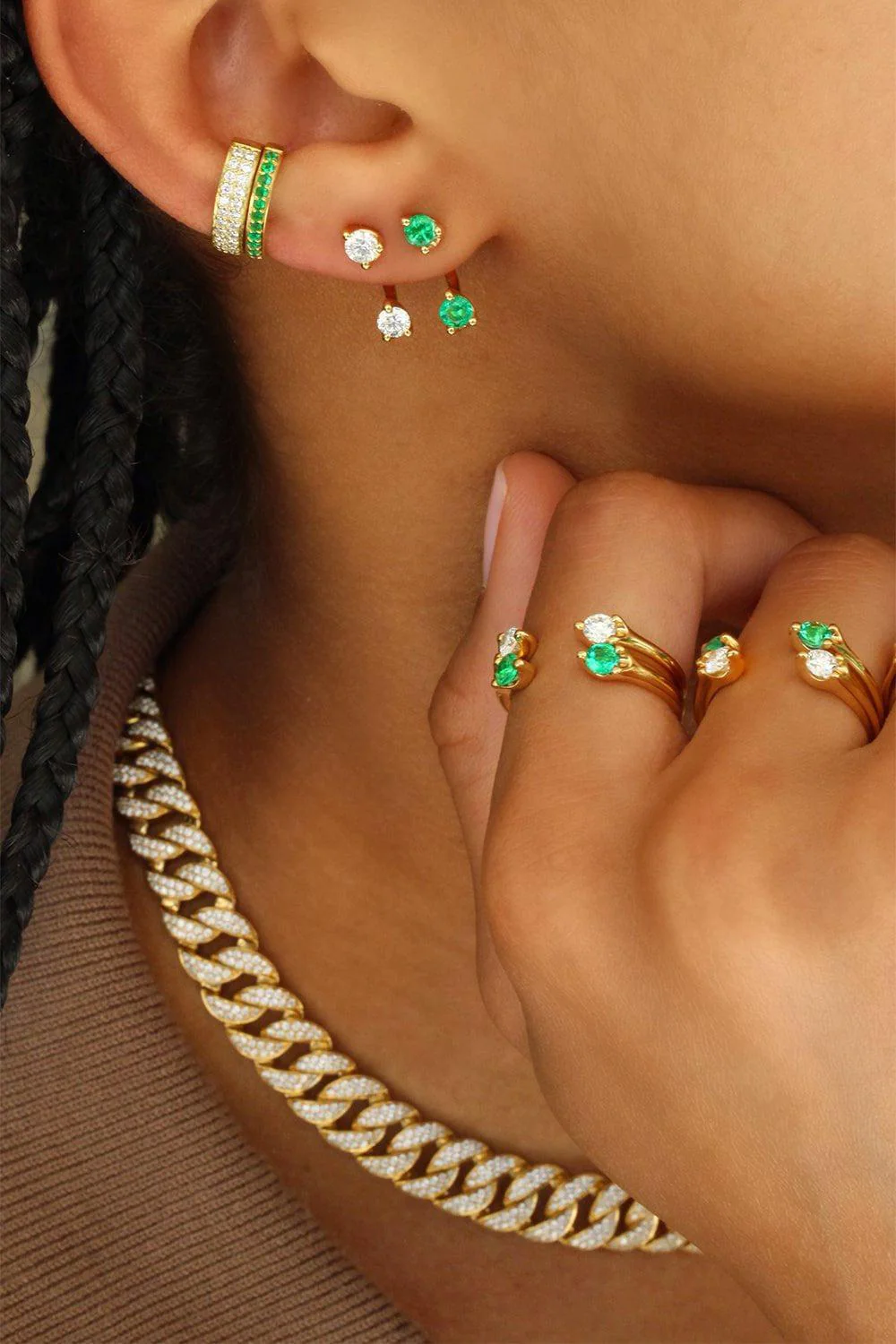 Classic Emerald Orbit Earring - Image 2