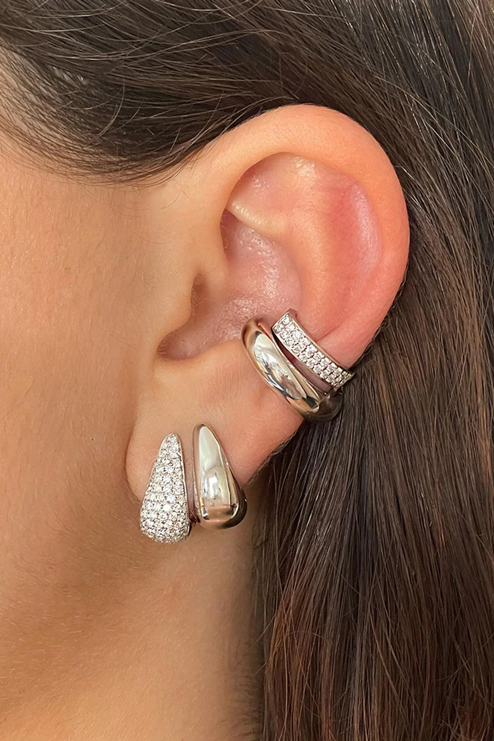 Diamond Small Claw Earrings - Image 2