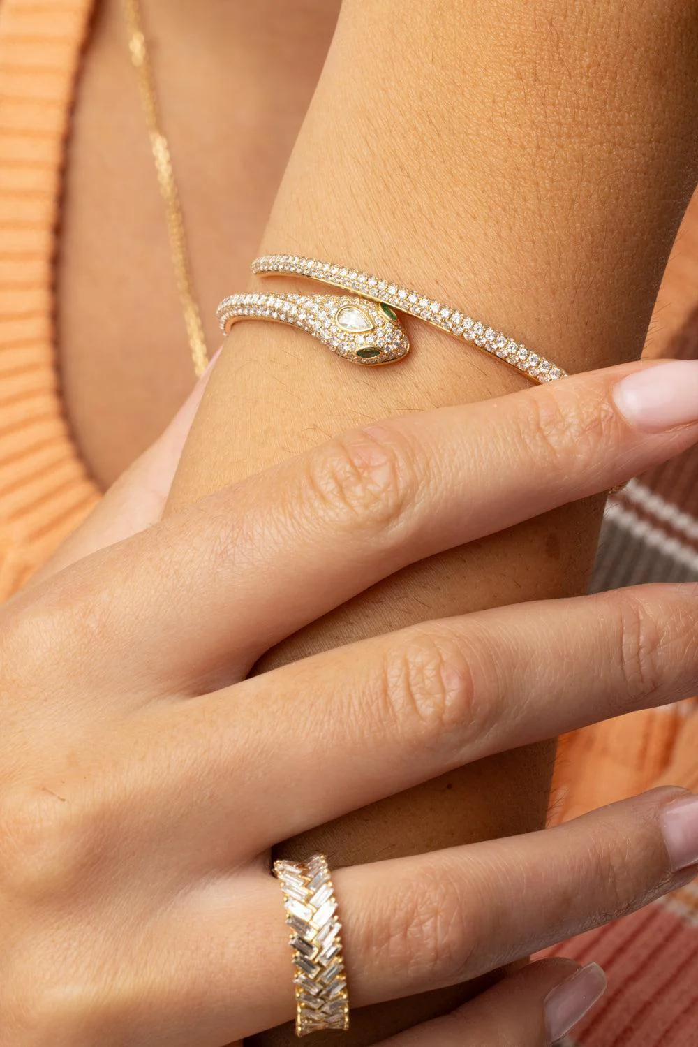 Diamond Snake Coil Bracelet - Image 3