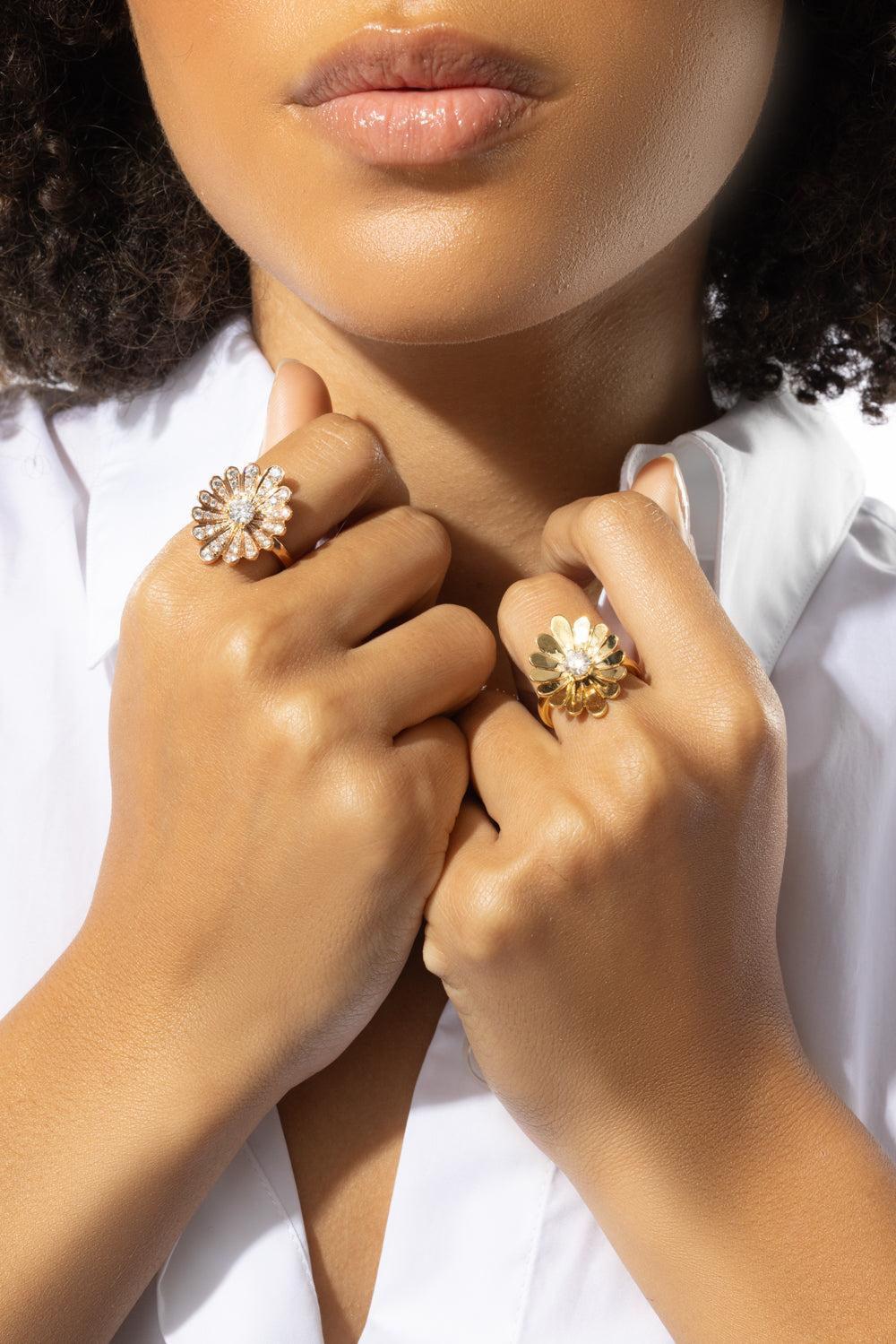 Diamond Water Lily Ring - Rose Gold - Image 3