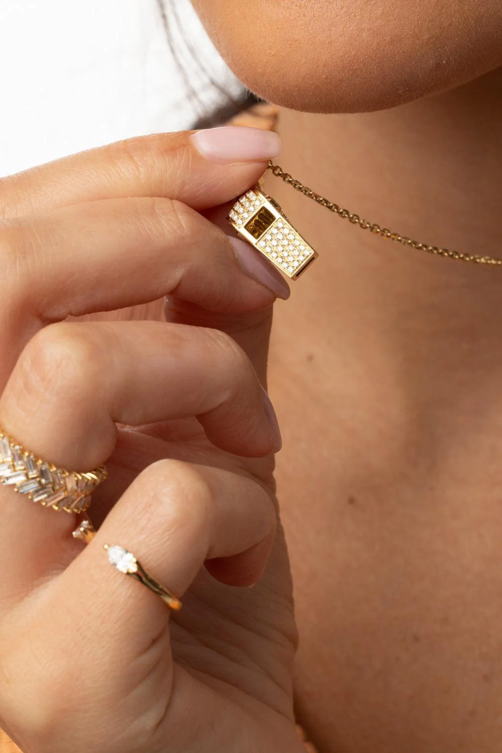 Emerald Diamond Baby Whistle Necklace - Image 3