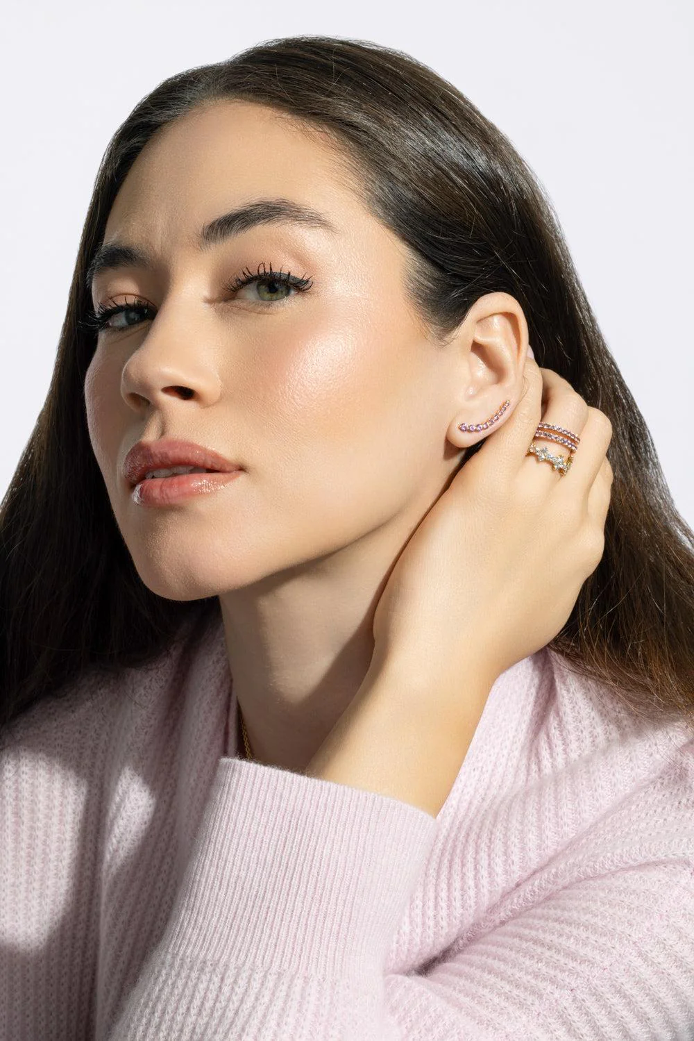 Floating Pink Sapphire Earrings - Image 2