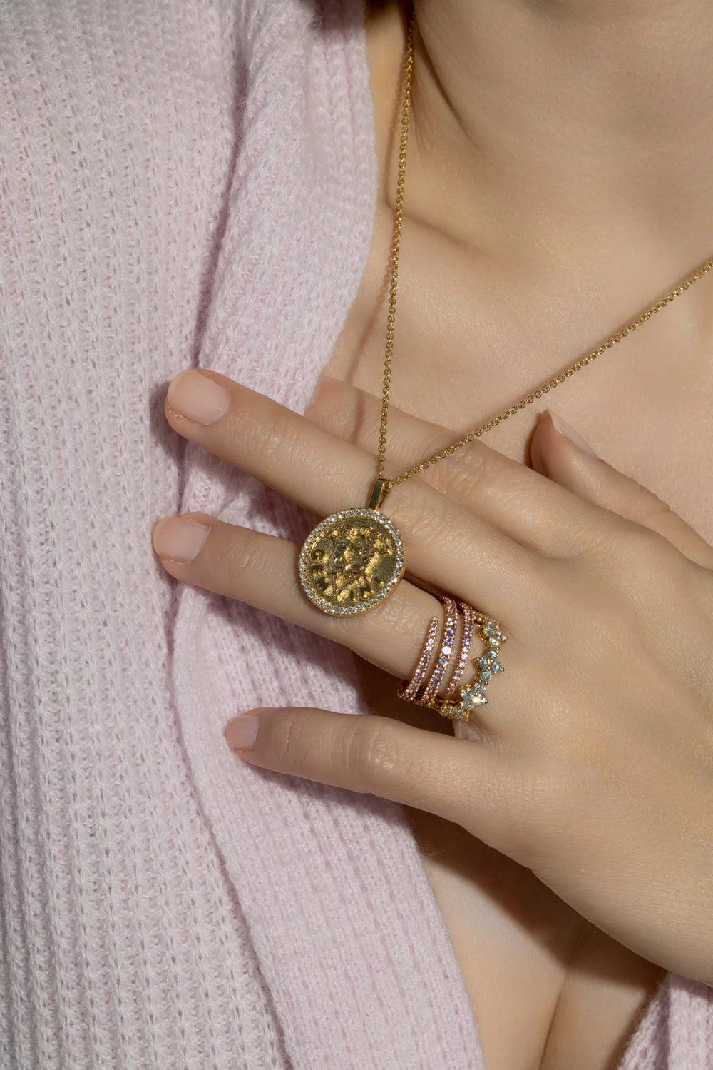 Gemini Diamond Coin Necklace - Image 3