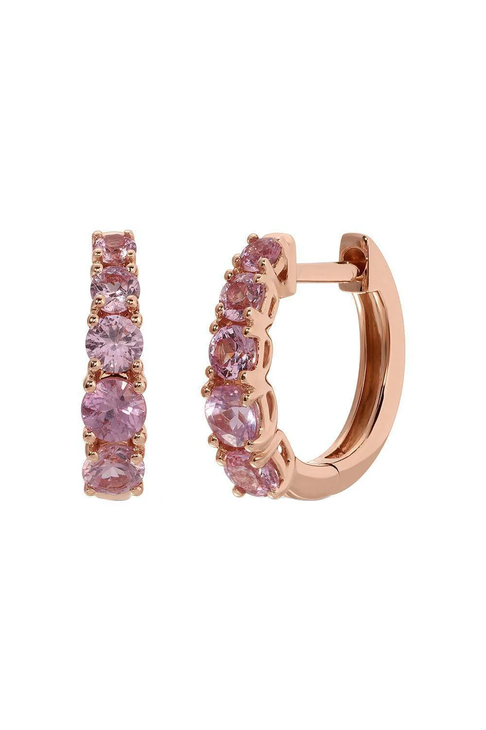 Graduated Pink Sapphire Huggie Earrings