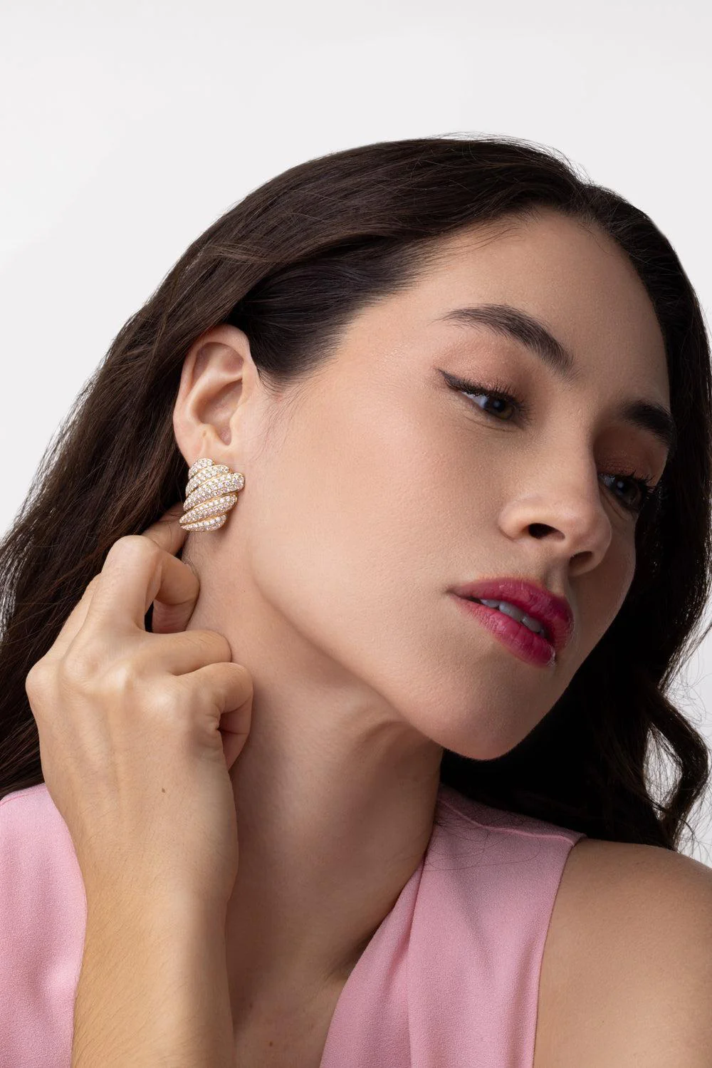 Large Diamond Croissant Earrings - Image 2