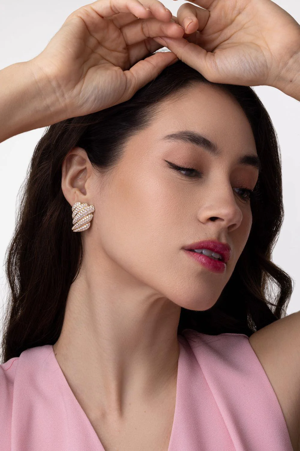 Large Diamond Croissant Earrings - Image 3