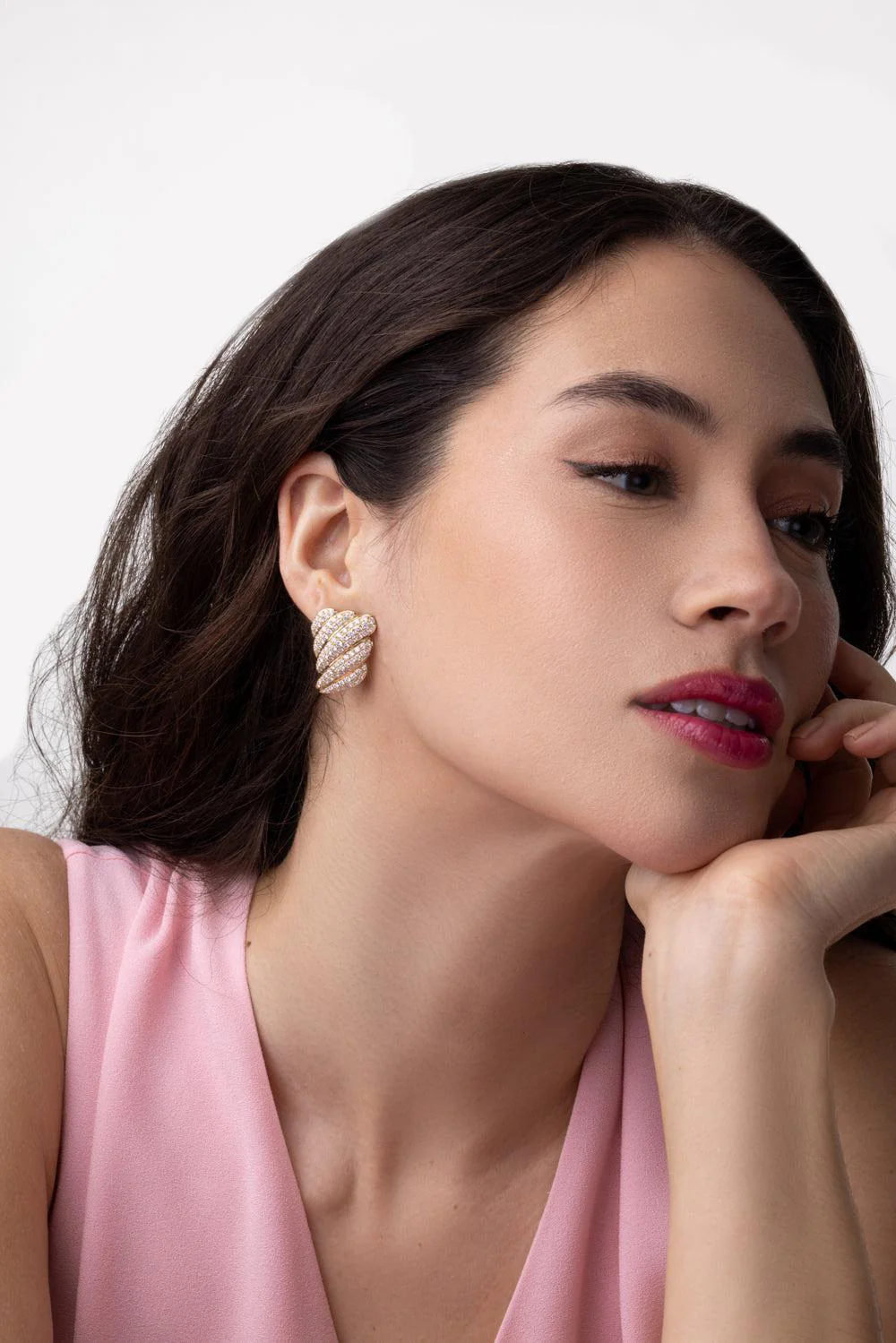 Large Diamond Croissant Earrings - Image 4