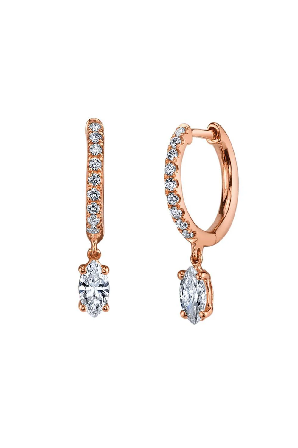 Marquise Diamond Drop Huggie Earrings