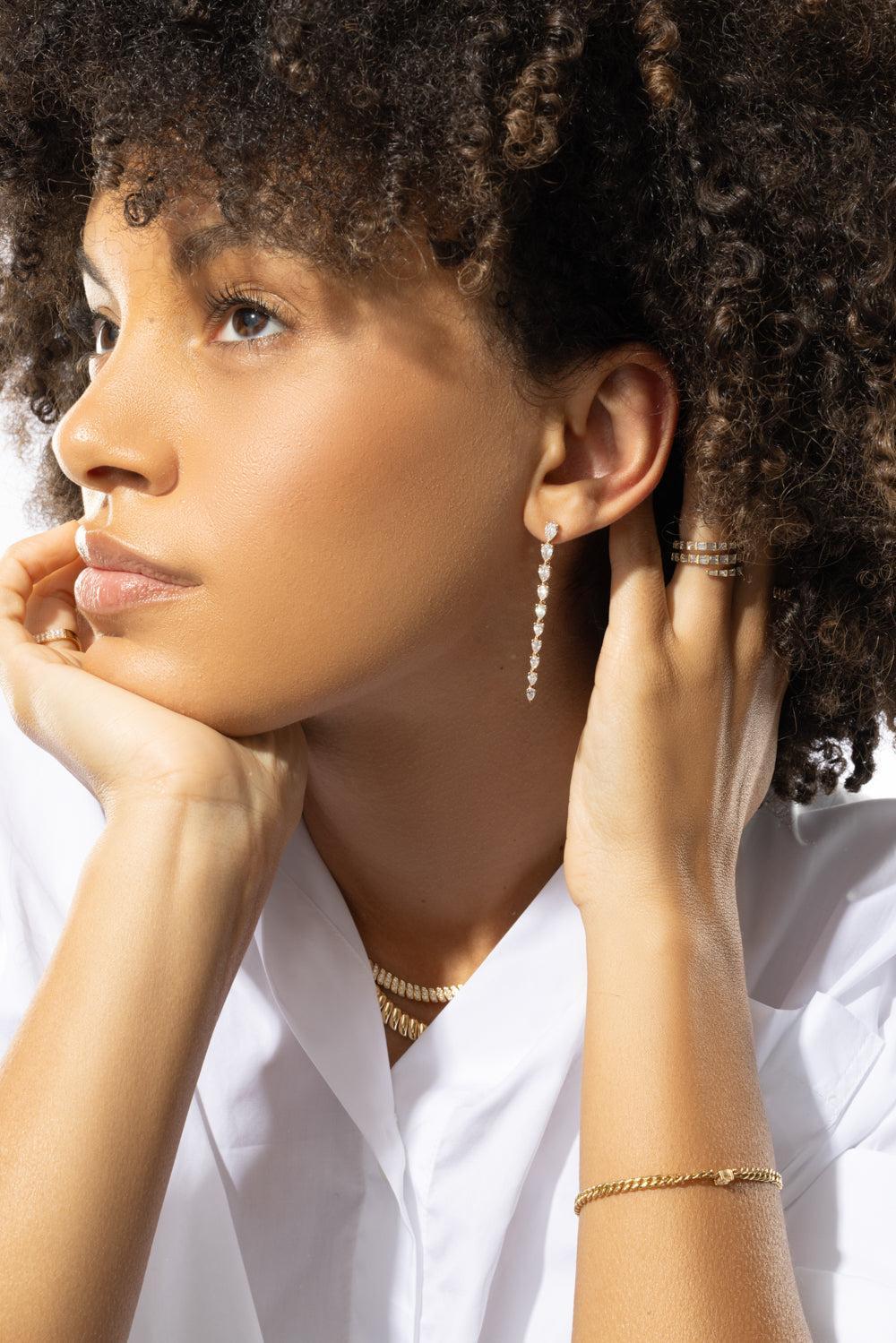 Pearl Diamond Drop Earrings - Image 4