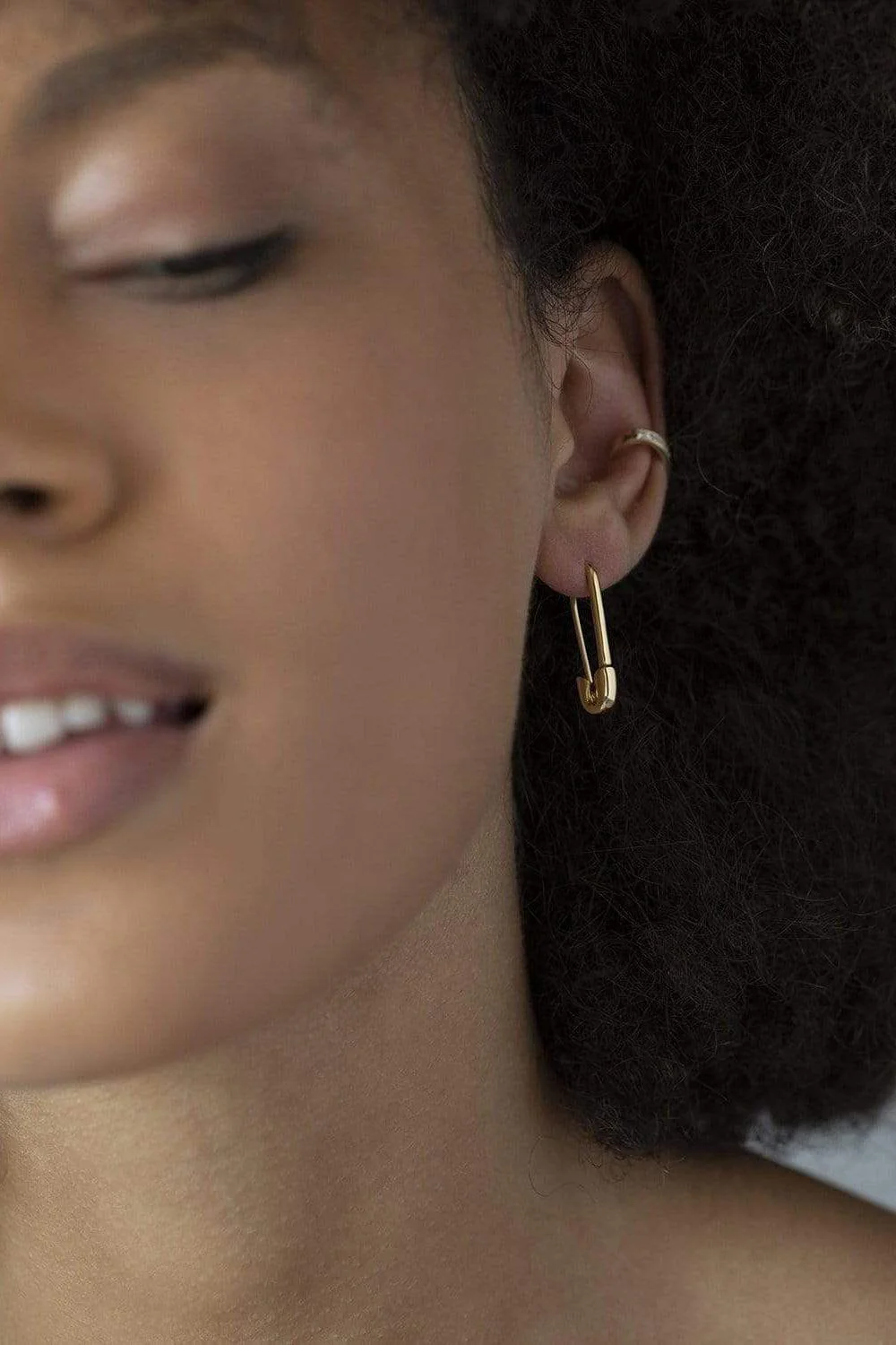 Safety Pin Earring - Yellow Gold - Image 2