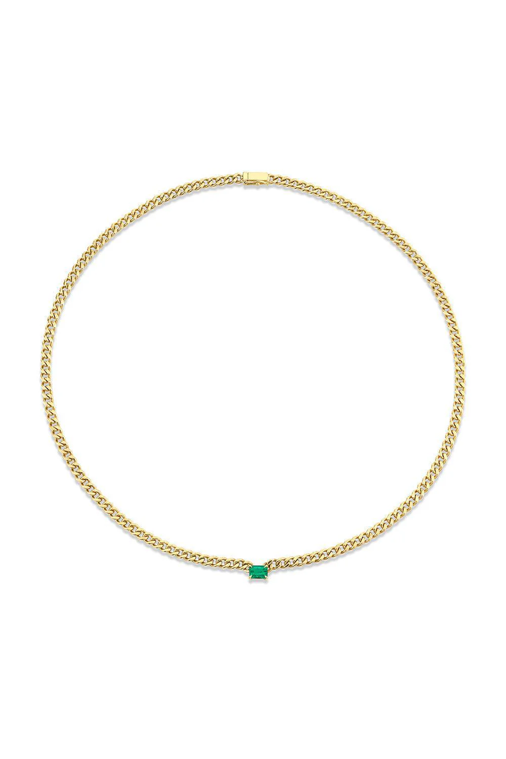 Small Cuban Link Emerad Necklace