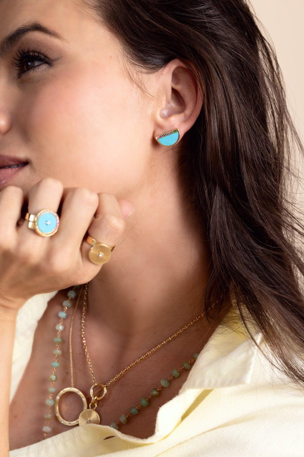 Ora Half An Hour Turquoise Mini Earrings - Image 3