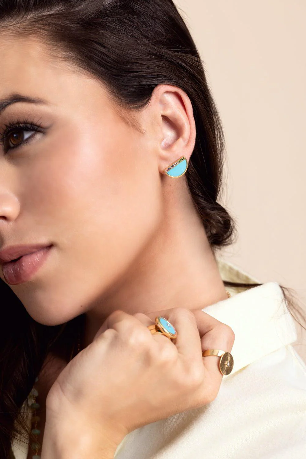 Ora Half An Hour Turquoise Mini Earrings - Image 4