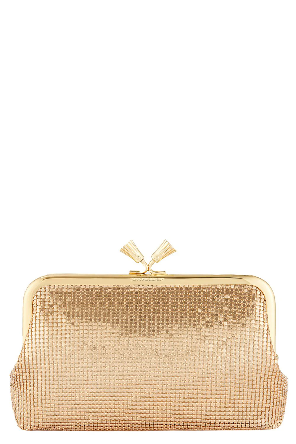 Maud Tassel Clutch - Gold Mesh