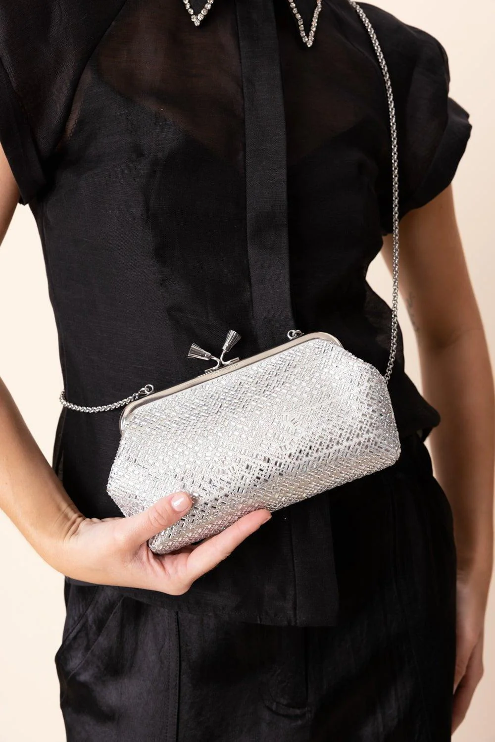 Maud Tassel Clutch - Silver Crystal - Image 2