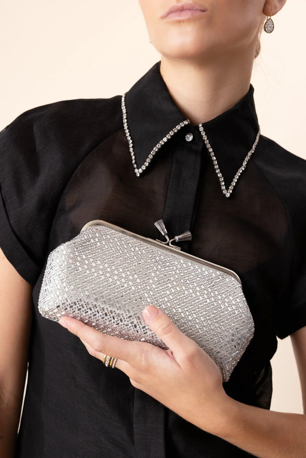 Maud Tassel Clutch - Silver Crystal - Image 3
