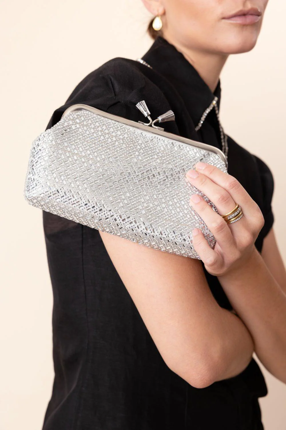 Maud Tassel Clutch - Silver Crystal - Image 4