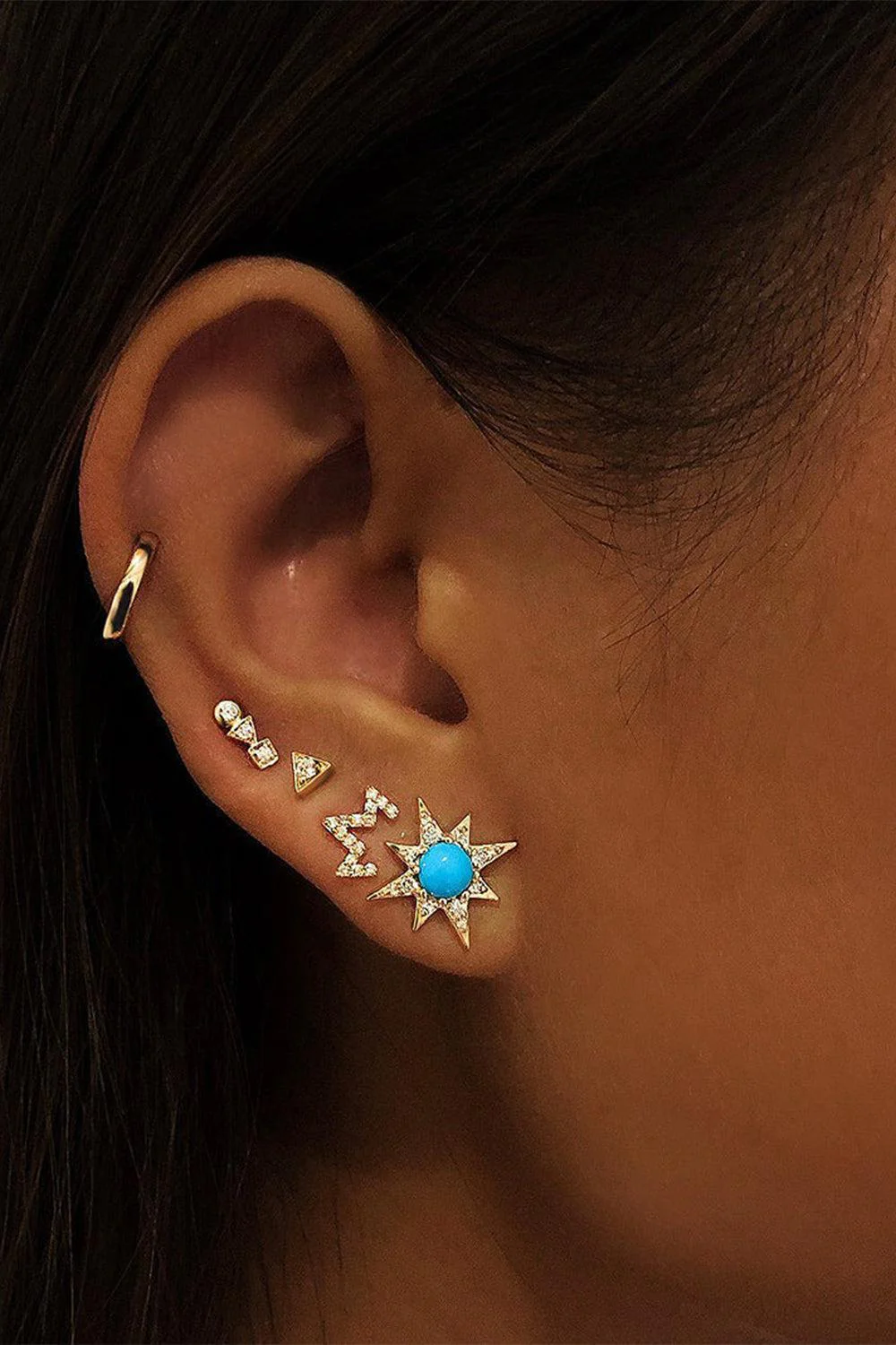 Aztec Micro Starburst Stud Earrings - Image 2