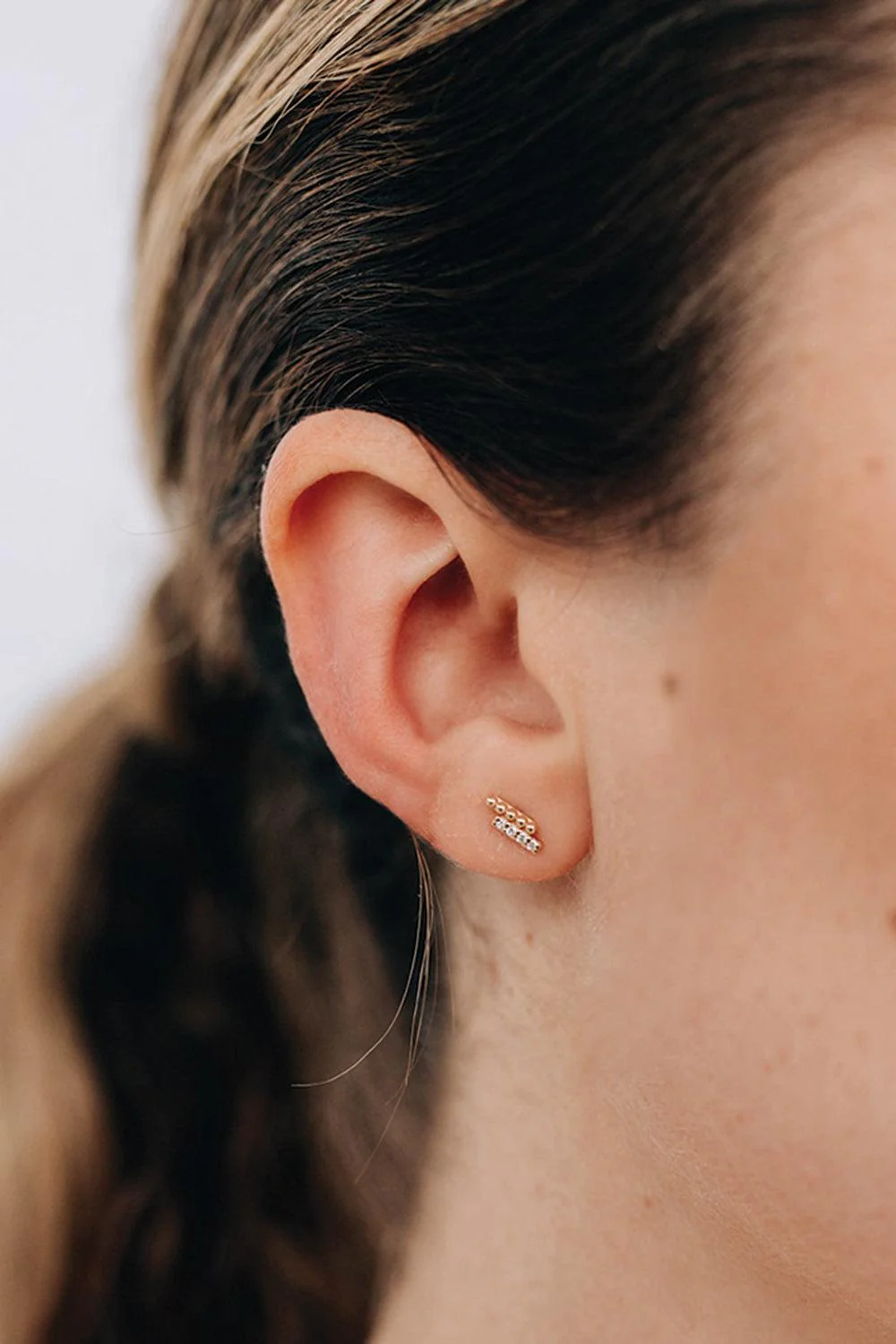 Dew Drop Two Row Stud Earring - Image 2