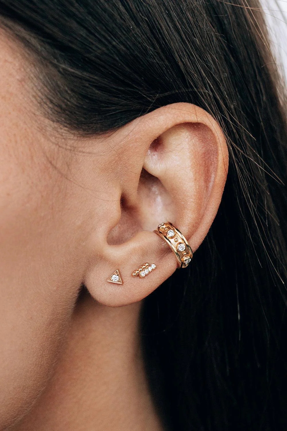 Dew Drop Two Row Stud Earring - Image 3