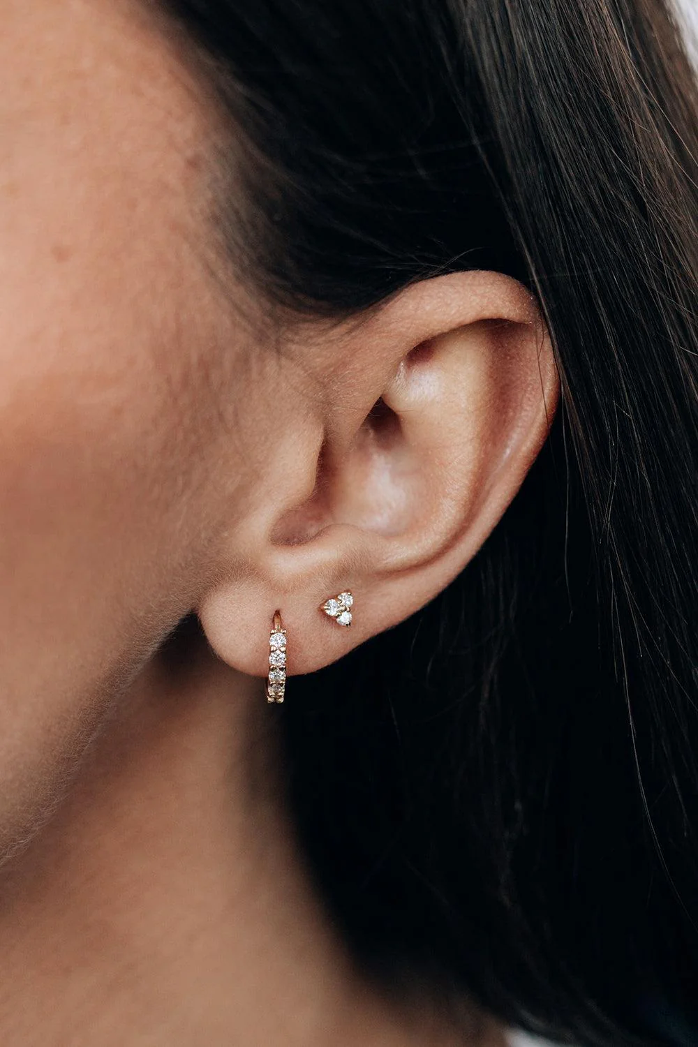 Diamond Cléo Trio Triangle Cluster Stud Earring - Image 2