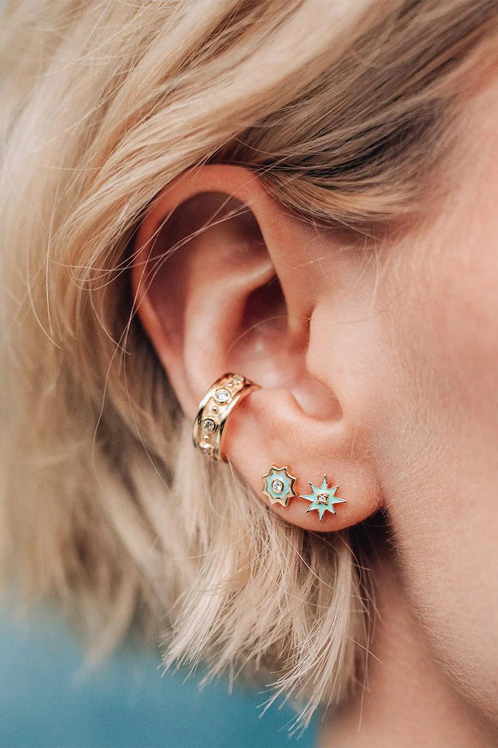 Icon Turquoise Enamel Starburst Stud Earrings - Image 2