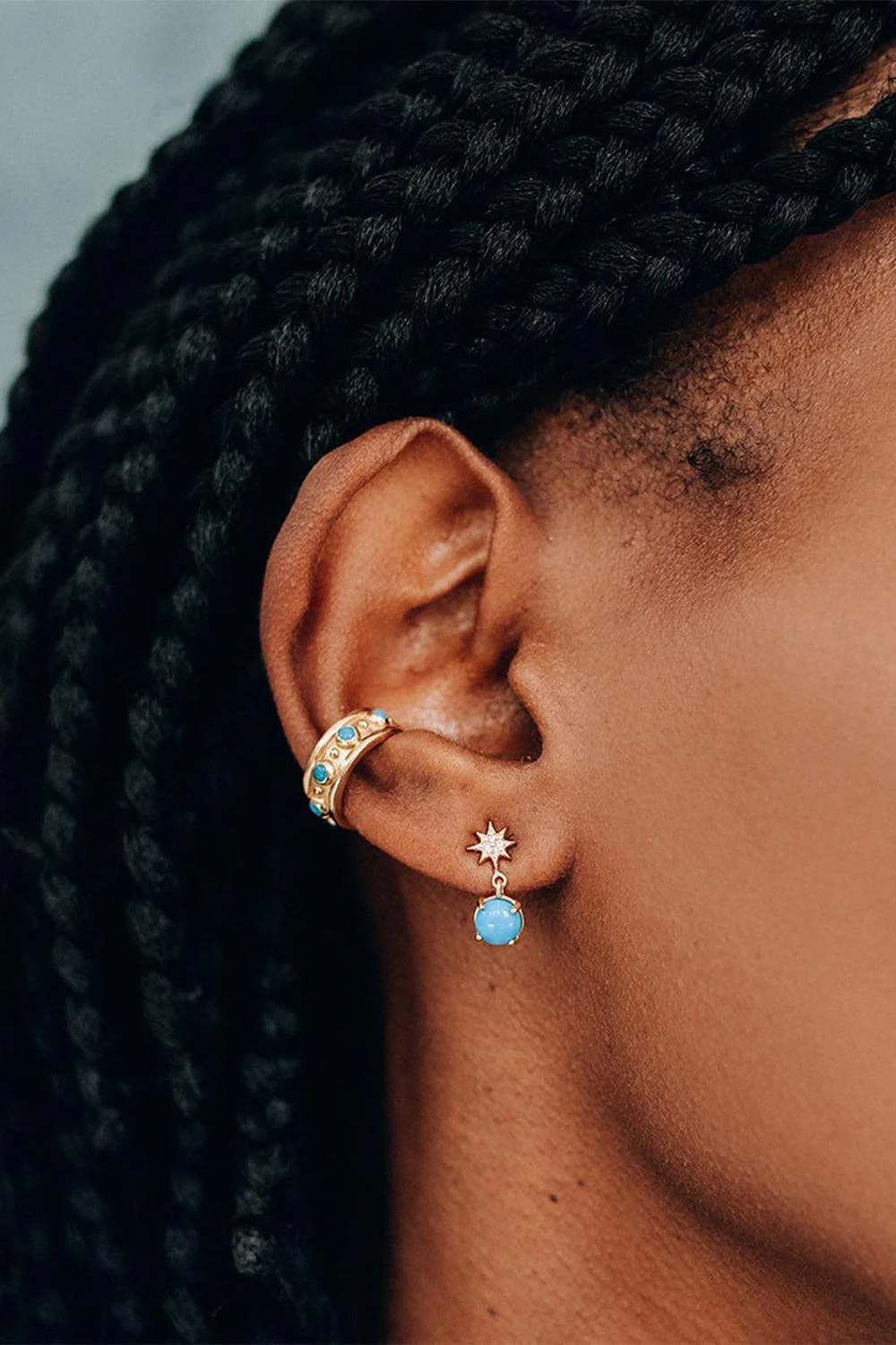 Turquoise Aztec North Star Earrings - Image 2