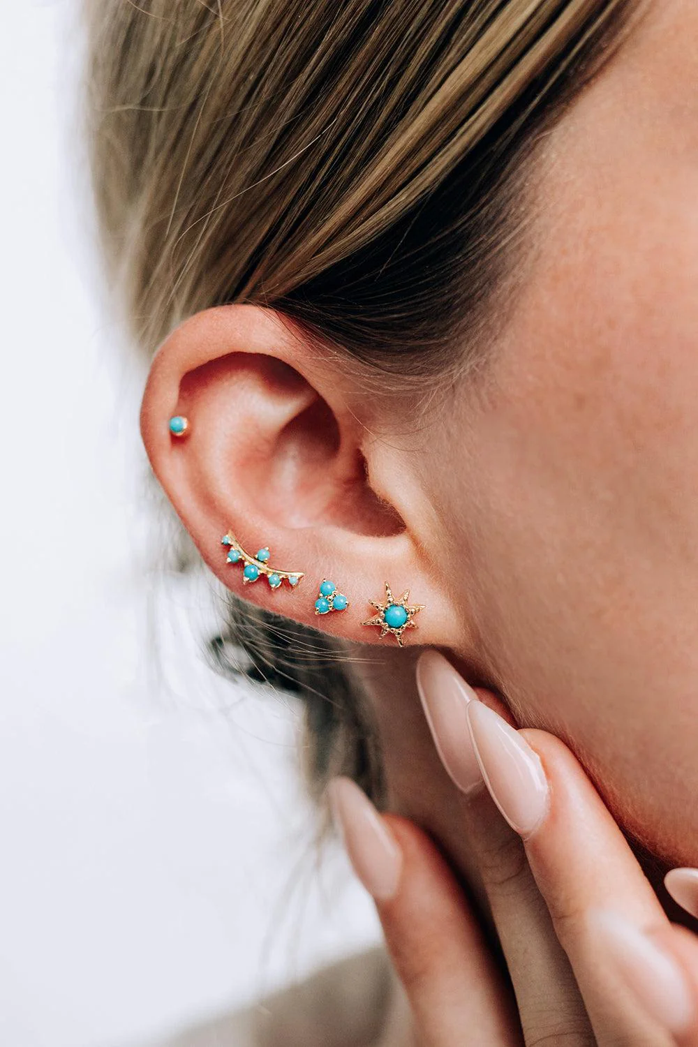 Turquoise Cléo Trio Triangle Cluster Stud Earring - Image 2