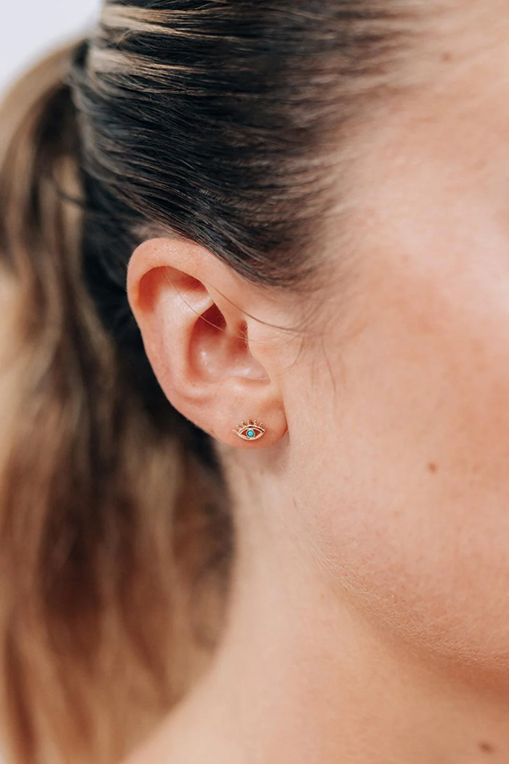 Turquoise Lash Evil Eye Stud Earring - Image 2