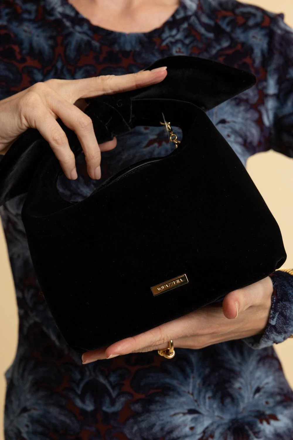 Bow Tie Hobo Mini Bag - Black Light Gold - Image 4