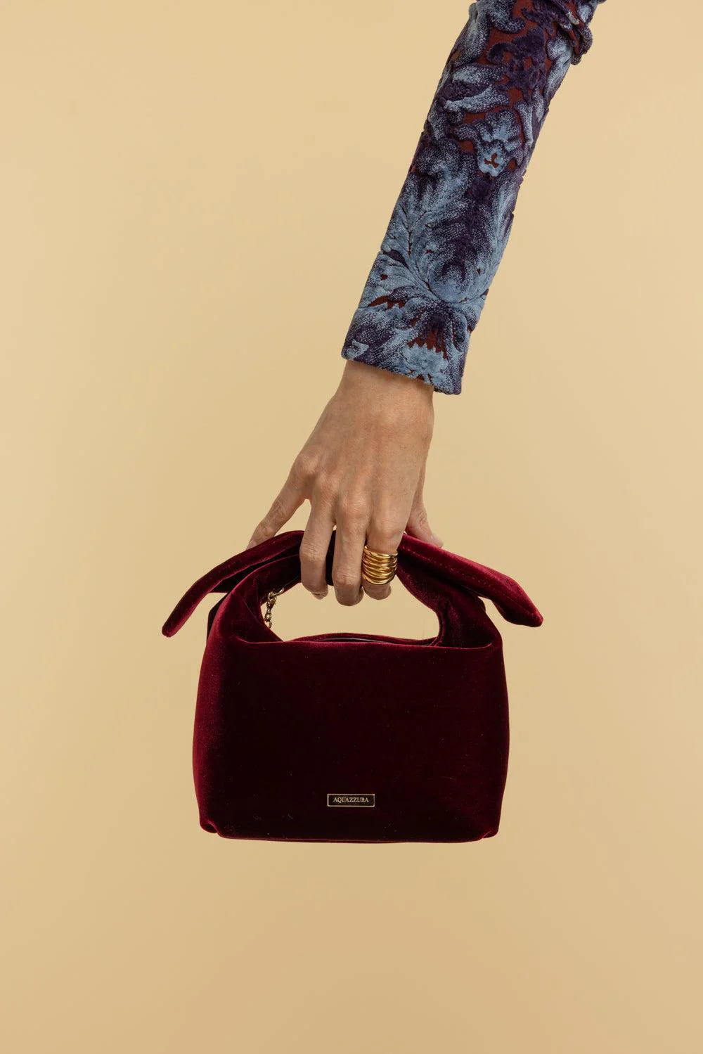 Bow Tie Hobo Mini Bag - Merlot Light Gold - Image 2