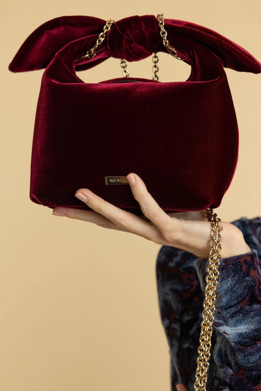 Bow Tie Hobo Mini Bag - Merlot Light Gold - Image 4
