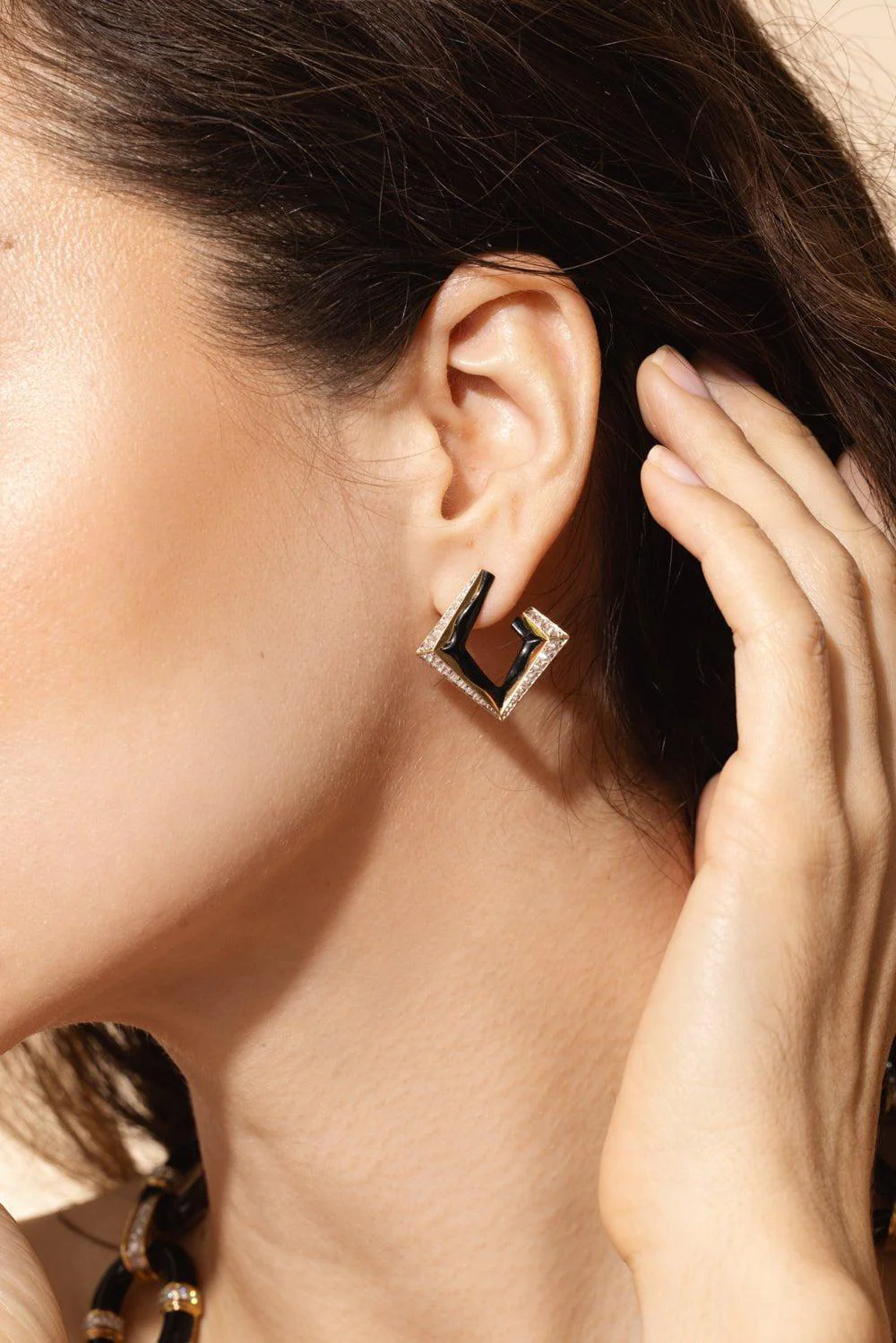 Arches Jade Diamond Hoop Earrings - Image 2