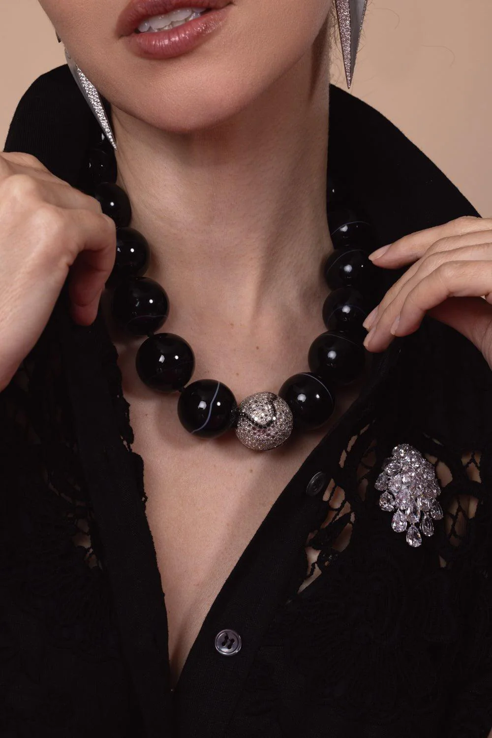 Black Banded Agate Necklace - Image 3