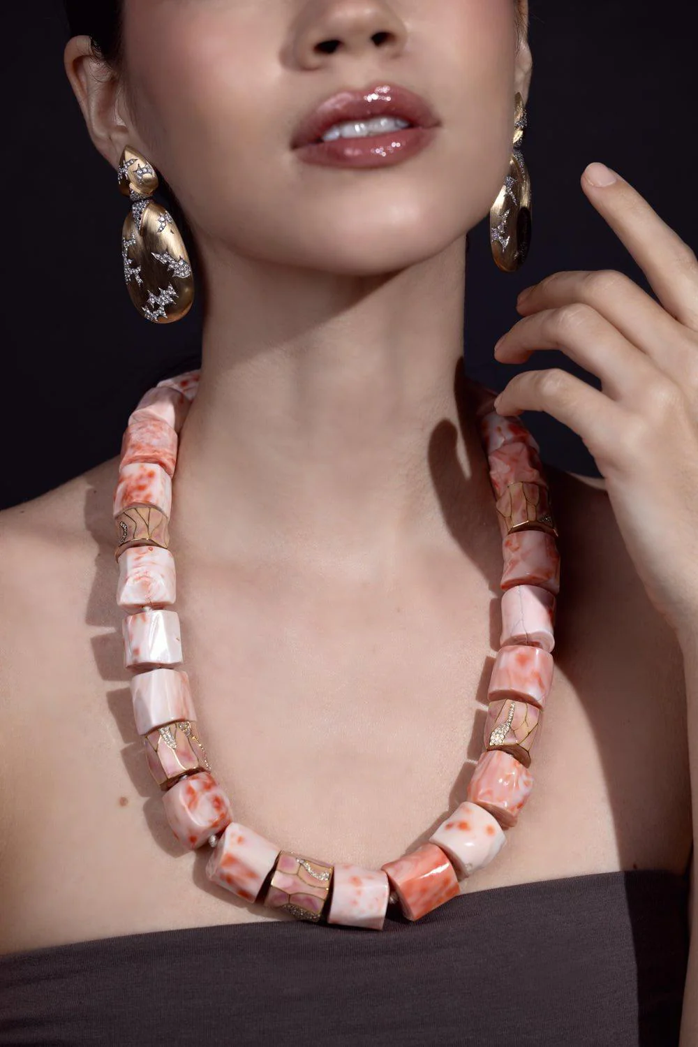 Coral Enamel Necklace - Image 4